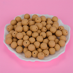 Goldenrod Round Silicone Focal Beads, Chewing Beads For Teethers, DIY Nursing Necklaces Making, Goldenrod, 15mm, Hole: 2mm