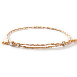 Цвет Древесины Плетеные браслеты из хлопкового шнура в стиле бохо, двухслойные браслеты для женщин, деревесиные, внутренний диаметр: 11 дюйм (28 см)