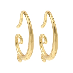 Золотой Латунные крючки для сережек, долговечный, с петлей, золотые, 18.5x1.8x11.5 мм, отверстие : 1.2 мм, штифты : 0.9 мм