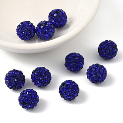 Синий Pave disco бусины, Бусины со стразами, полимерная глина , класс А, круглые, сапфир, горный хрусталь: стр 13 (1.9~2 мм), 6 ряды страз, 10 мм, отверстие : 1.5 мм
