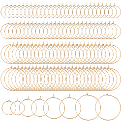 Настоящее золото 18K 120 шт. 4 стили 316 хирургическая нержавеющая сталь бокалы подвески кольца, обручание серьги, DIY материал для баскетбола обруча серьги жены, реальный 18 k позолоченный, 24~37x20~35x0.7 мм, 21 датчик, 30 шт / стиль