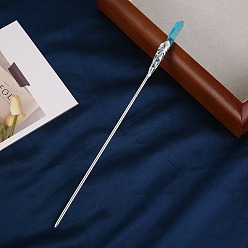 Темно-бирюзовый Гальванизированные палочки для волос из натурального кварцевого кристалла, аксессуары для волос для женщин и девочек, темные бирюзовый, 180x10 мм