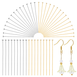 Mixed Color 800Pcs 2 Colors 304 Stainless Steel Flat Head Pins, Mixed Color, 35x0.6mm, 22 Gauge, Head: 1.4mm, 400pcs/color
