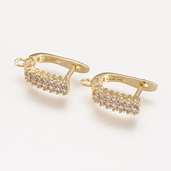 Настоящее золото 18K Латунная микропрокладка класса aaa кубический цирконий, без кадмия, без никеля и без свинца, реальный 18 k позолоченный, 17x12.5x4.2 мм, отверстия: 1.2 мм, штифты: 1 мм