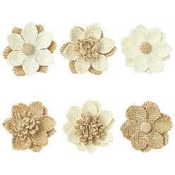 (52) Непрозрачная лаванда 24 шт. 6 стили цветочные украшения из мешковины аксессуары, разноцветные, 60~65x60~65x7~12 мм, 4 шт / стиль
