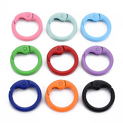 Mixed Color Spray Painted Alloy Spring Gate Rings, Cadmium Free & Nickel Free & Lead Free, O Rings, Mixed Color, 25x4mm, Hole: 19mm