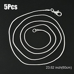 Серебро Колье из латуни, круглая цепочка в виде змеи с застежкой в виде когтей омара, для изготовления колье из бисера, серебряные, 23.62 дюйм (60 см)