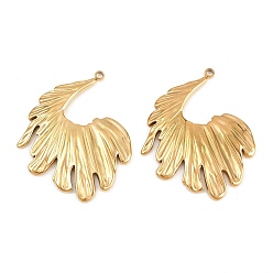 Золотой 304 подвески из нержавеющей стали, очарование листа, золотые, 36.5x31x2.5 мм, отверстие : 1.8 мм