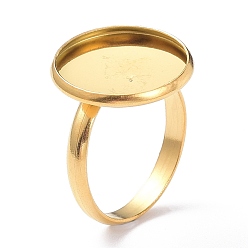 Золотой Ионное покрытие (ip) 304 компоненты колец из нержавеющей стали, латунная фурнитура платформы для кольца, плоско-круглые, реальный 18 k позолоченный, лоток : 16 мм, 3 мм, размер США 7 3/4 (17.9 мм)