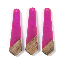 Фуксиновый Подвески из смолы и дерева, подвески в форме галстука, красно-фиолетовые, 49x12x3.5 мм, отверстие : 2 мм