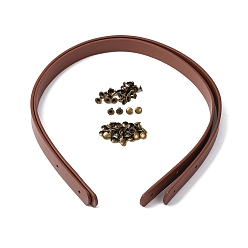 Коричневый Ручки для сумок из искусственной кожи, С железными заклепками, для сумочек, ручки для изготовления сумок, коричневые, 60x1.85x0.35 см, отверстие : 3 мм