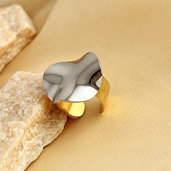 Круглые 304 открытые манжеты из нержавеющей стали, реальный 18 k позолоченный и цвет нержавеющей стали, круглые, регулируемый, круглый : 26x26 мм