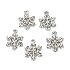 Cristal Pendentifs en alliage, platine, flocon de neige, cristal, 20.5x15x1.5mm, Trou: 1.6mm