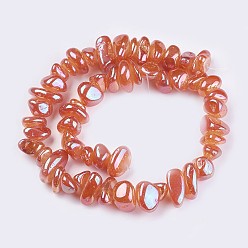 Коралловый Гальванические природный кристалл кварца бусы пряди, самородки, коралл, 10~23x3~10x8~13 мм, отверстие : 1 мм, 14.76 дюйм ~ 15.35 дюйм (37.5~39 см)
