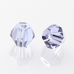 Lilac Faceted Bicone Grade AAA Transparent Glass Beads, Lilac, 4x3mm, Hole: 1mm, about 720pcs/bag