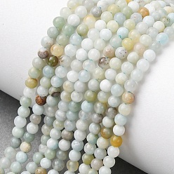 Flower Amazonite Натуральный цветок амазонитовые бусины пряди, круглые, 3~3.5 мм, отверстие : 0.7 мм, около 135~139 шт / нитка, 14.76''~14.96'' (37.5~38 см)