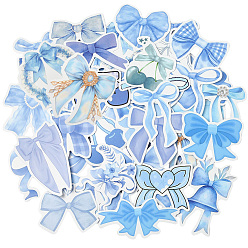 Light Sky Blue 4 Sets PVC Plastic Decorative Sticker Labels, Bowkont Shape, Light Sky Blue, 37.5~73x34.5~74x0.2mm, 50pcs/set