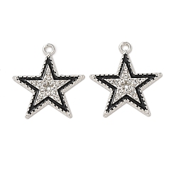 Платина Подвески из эмали и сплава, со стразами, звезды прелести, платина, 26.5x24.5x2 мм, отверстие : 1.8 мм