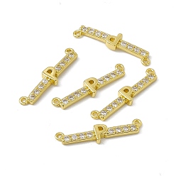 Letter P Латунь с покрытием из латуни, микро-паве, прозрачные подвески из кубического циркония, реальный 18 k позолоченный, долговечный, без кадмия, без никеля и без свинца, ссылки на письма, letter.p, 6.5x26x2.5 мм, отверстие : 1.2 мм