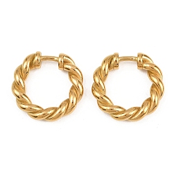 Настоящее золото 18K 304 подвески из нержавеющей стали, подвеска в виде кольца из витой веревки, ионное покрытие (ip), реальный 18 k позолоченный, 29.5x30x6 мм, отверстие : 21.5x20 мм