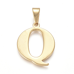 Letter Q 304 подвески из нержавеющей стали, золотые, Начальная letter.q, 30x23x1.5 мм, отверстие : 5x8 мм
