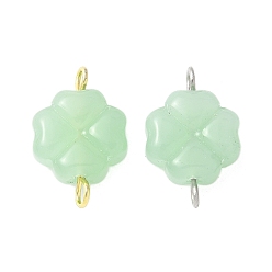 Светло-зеленый 2шт. 2 цвета, окрашенные аэрозольной краской, имитация нефрита, соединительные подвески, клевер ссылки, с 304 двойными петлями из нержавеющей стали, золотые и нержавеющая сталь цвет, светло-зеленый, 16x10.5x4.5 мм, отверстия : 1.4 mm и 1.8 мм, 1 шт / цвет
