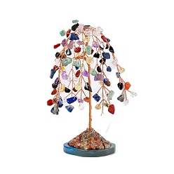 Смешанные камни Украшения из натурального драгоценного камня дерево жизни, Медная проволока, энергетический камень фэн-шуй, подарок для женщин и мужчин, медитация, 40~45x100~110 мм