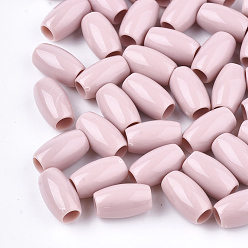 Розовый Европейский бусы акриловые, бусины с большим отверстием, овальные, туманная роза, 12x7 мм, Отверстие : 4 мм , около 1700 шт / 500 г