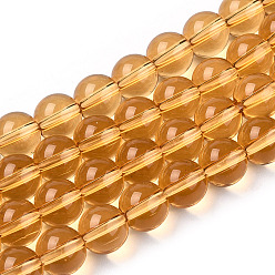 (932FM) Темно-синий аква-матовый с подкладкой Прозрачные стеклянные бусины, круглые, темно-золотистые, 8~8.5 мм, отверстие : 1.5 мм, около 51~53 шт / нитка, 14.96 дюйм ~ 15.55 дюйм (38~39.7 см)