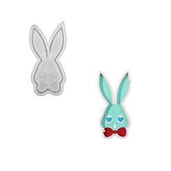 Кролик Пасхальные силиконовые формы, формы для литья смолы, для уф-смолы, изготовление изделий из эпоксидной смолы, белые, кролик, 200x104x17 мм, внутренний диаметр: 186x92 мм