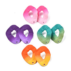 (52) Непрозрачная лаванда Окрашенные спрей железные серьги, с отверстием, твист слеза, разноцветные, 31x25 мм, отверстие : 2 мм, штифты : 0.7 мм