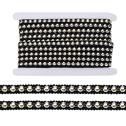 Черный 10 ярдов полиэстера с отделкой из полукруглых бусин из АБС-пластика, аксессуары для одежды, чёрные, 3/8 дюйм (10 мм)