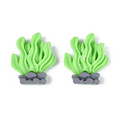 Светло-зеленый Кабошоны из непрозрачной смолы с водными растениями, светло-зеленый, 23x19x6 мм