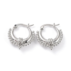 Platinum Chunky Small Huggie Hoop Earrings for Women, Cadmium Free & Lead Free, Platinum, 20.5x19x6mm, Pin: 0.8mm