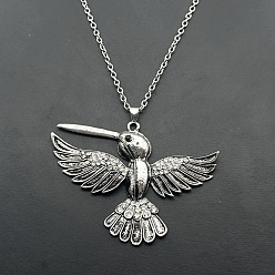 Птица Сплав горный хрусталь кулон ожерелья, платина, птица