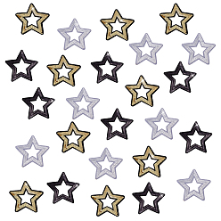 (52) Непрозрачная лаванда 30 шт. 3 стили полиэстер и блестки нашивки, блестящие аппликации, аксессуары для костюма, звезда, разноцветные, 81~88x85~88x1~1.2 мм, 10 шт / стиль