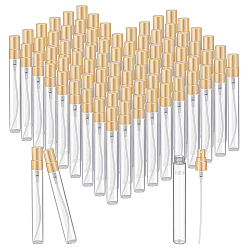 Золотистый 50шт. пустые стеклянные флаконы-распылители, с алюминиевой крышкой, золотые, 1.4x12 см, емкость: 10 мл (0.34 жидких унций)