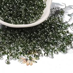 Темно-Зеленый Прозрачные цвета стеклянные круглые бусины, с блеском порошок, круглое отверстие, темно-зеленый, 4x3 мм, отверстие : 1.4 мм, Около 4500 шт / фунт