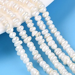 Creamy White Natural Cultured Freshwater Pearl Beads Strand, Flat Round, Creamy White, 3~6.5x3~6.5x1.5~4mm, Hole: 0.6mm, about 126~134pcs/strand, 13.58~13.98 inch(34.5~35.5cm)