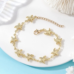 Золотой 304 Браслеты из нержавеющей стали в виде морских звезд для женщин, золотые, 7.36 дюйм (18.7 см)