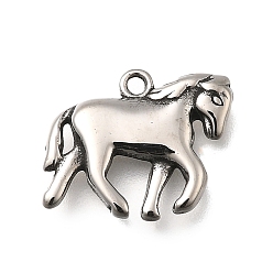 Лошадь Ретро 304 из нержавеющей стали подвески, прелести животных, античное серебро, лошадь, 13x16x2 мм, отверстие : 1.2 мм