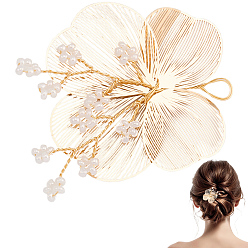 Золотой Сплав с пластиковыми перламутровыми украшениями, цветок, золотые, 55x45x3.5 мм, отверстие : 6.5x4 мм