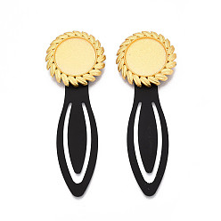 Золотой Закладки из сплава и железа, лист с плоским круглым вращающимся подносом, золотые, 76.5~77.5x26.5x5.5~6 мм, Размер лотка: 18 мм