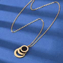 Золотой 304 римские цифры из нержавеющей стали 3 ожерелья с подвесками и кольцами, с черным пластиком, ионное покрытие (ip), золотые, 18.27 дюйм (46.4 см)