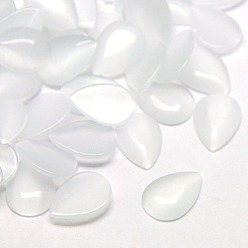 Белый Кабошоны кошачьего глаза, слеза, белые, 18x13x3 мм