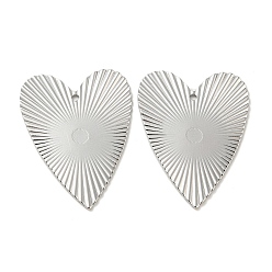 Платина Стойки обшивки латунные подвески, сердце, платина, 30x23x1 мм, отверстие : 1.4 мм