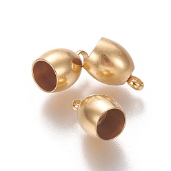 Золотой 201 концы из нержавеющей стали шнур, Торцевые крышки, баррель, золотые, 10x7 мм, отверстие : 2 мм, внутренний диаметр: 5 мм