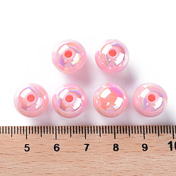 Pearl Pink Opaque Acrylic Beads, AB Color Plated, Round, Pearl Pink, 12x11mm, Hole: 2.5mm, about 566pcs/500g