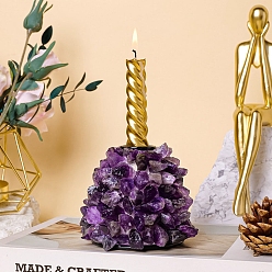 Аметист Украшения для подсвечников из натурального аметиста и металла, подсвечники, 10~110x8.5 см