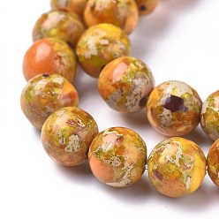 Orange Assembled Synthetic Turquoise and Imperial Jasper Beads Strands, Dyed, Round, Orange, 8mm, Hole: 0.8mm, about 52 pcs/Strand, 16.14 inch(41 cm) 